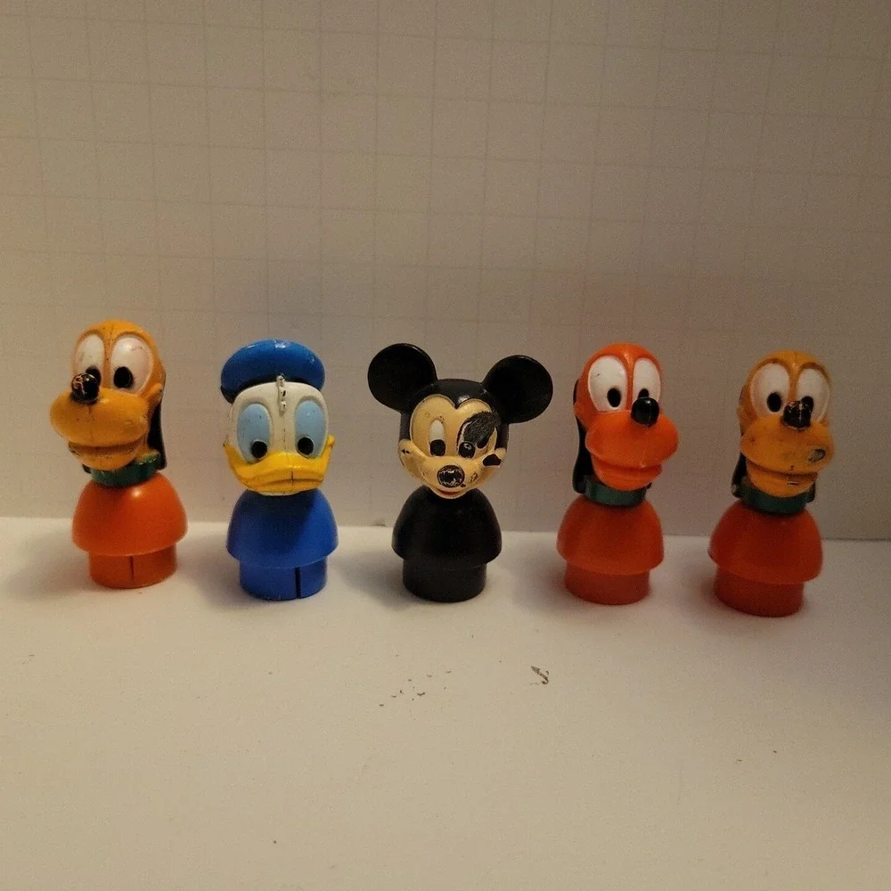 Vintage Illco Disney Lot - Little People Figures Mickey‎ Donald Pluto Lot Of 5
